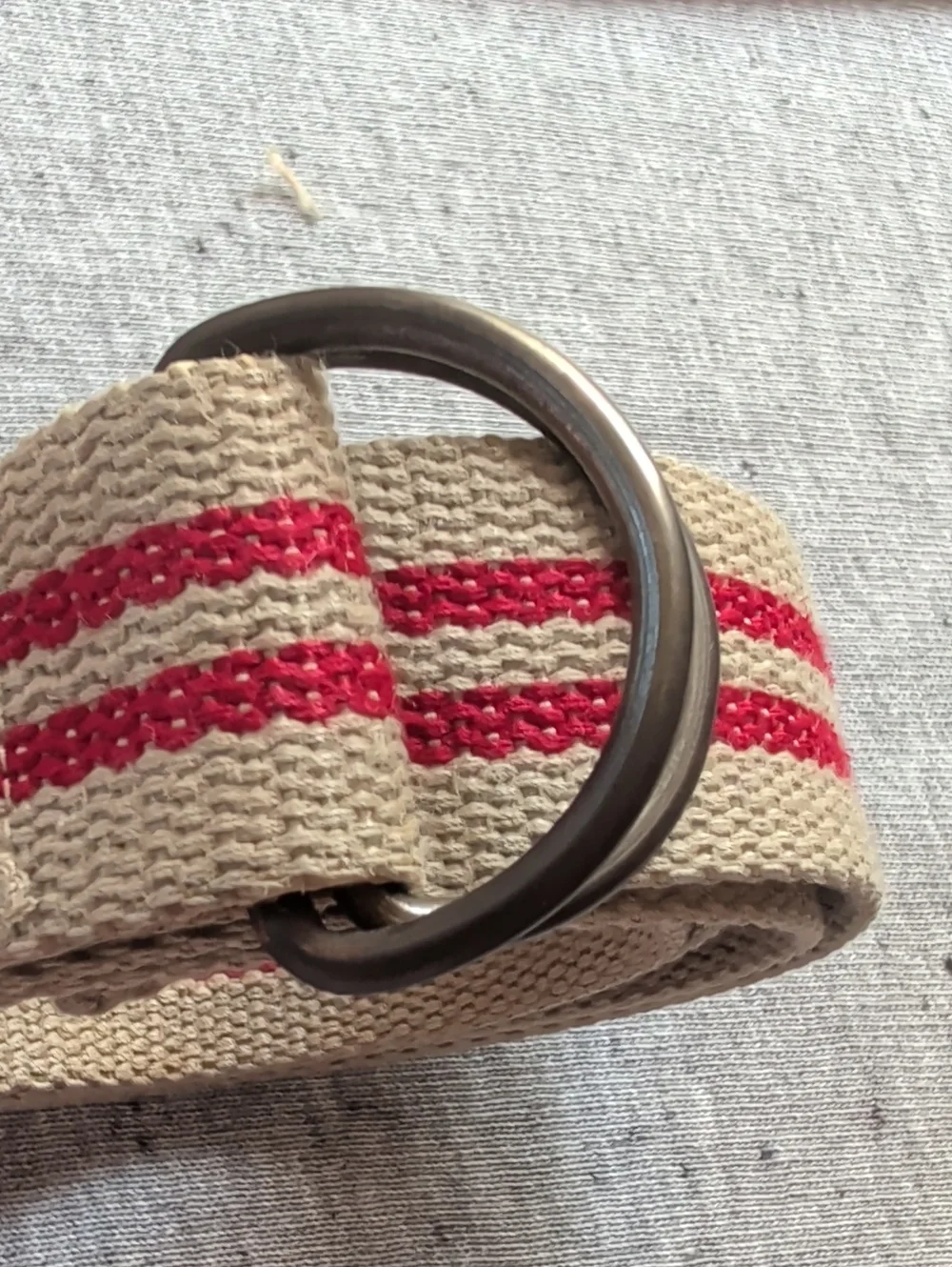 Canvas Belt Vintage Red Stripe Ring Buckle 44